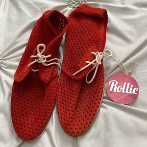 Rollie Nation Red Perforated Suede Chukka Shoes Women’s 11 NWT Retail $150